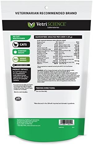 VETRISCIENCE NuCat Multi Vitamin for Cats, 30 Chews - Complete MultiVitamin Supports Skin and Coat, Immune System, Eye Sight and Everyday Wellness