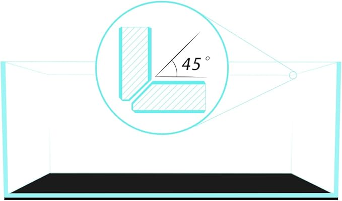 Fzone 6.4 Gal Shallow Rimless Low Iron Fish Tank Nova Clear Ultra-White 45° Mitered Edges Translucent Glass Anata Series Aquarium w/Black Foam Leveling Mat