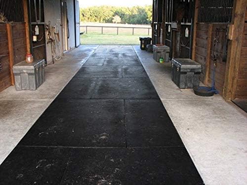 American Floor Mats - Heavy Duty Horse Stall Tiles - Slip Resistant, Black, 12" x 16" Set (48 Tiles Total, 0.75" Thick)