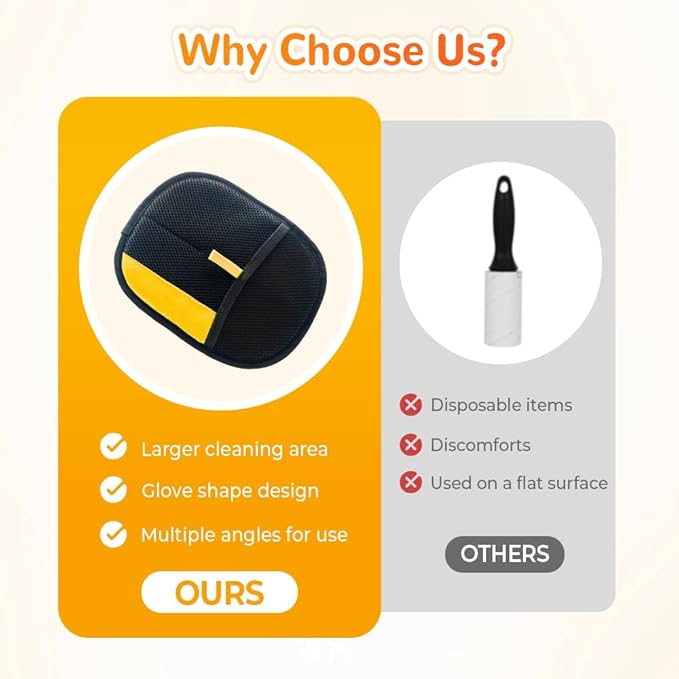 2025 Thickened and Powerful Pet Hair Removal Glove, Pet Grooming Gloves for Cats and Dogs, Washable and Reusable Pet Hair Remover Glove (Yellow)