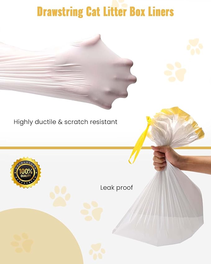 KONE Cat Litter Box Liners, 30 Count Jumbo Extra Durable Large Drawstring Kitty Litter Pan Bags Cat Waste Litter Bags Pet Cat Supplies 36" x 18"