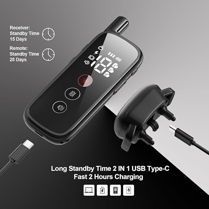 Electric Dog Training Collar with a 2600FT Remote Range, Rechargeable and Waterproof, Features 3 Training Modes and Security Lock for Dogs of All Breeds and Sizes