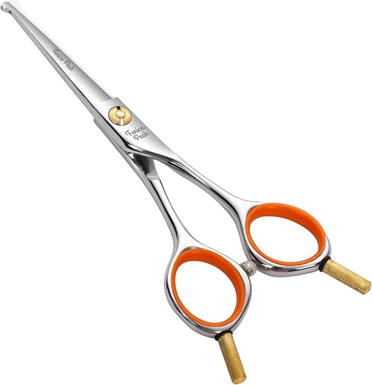Fenice Peak 6'' Small Straight Scissors Lightweight Dog and Cat Grooming Scissors with Safety Round Tip JP440C Stainless Steel Sharp Blades for Body Facial Nose Ear and Paw Hair Easy Use