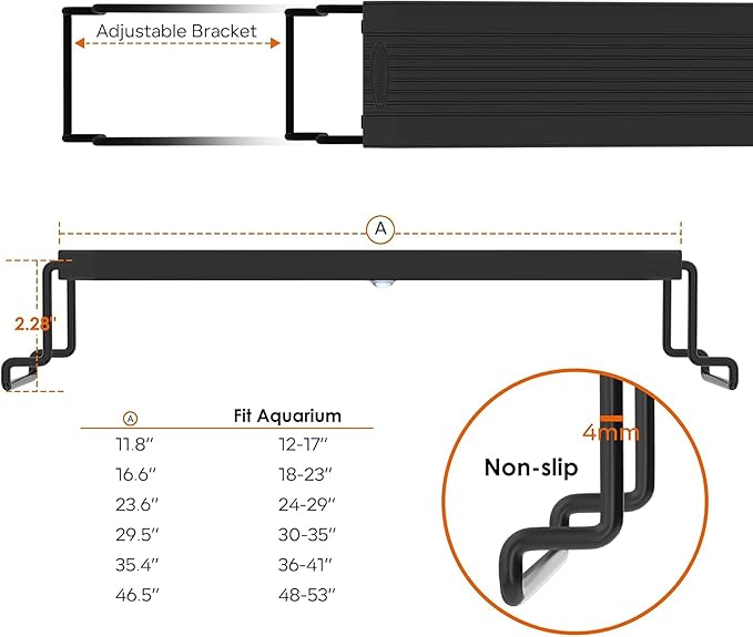 GLOWRIUM LED Aquarium Light with Remote, Full Spectrum Fish Tank Light with Auto Timer, IP67 Waterproof Freshwater Planted Tank Light, Dimmable RGB+W+Moon LEDs with High Performance (27W 36-41inch)