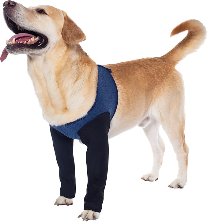 Coodeo Dog Recovery Sleeves, Cone Collar Alternative, Abrasion Resistant Dog Recovery Suit, Washable 2.5mm Thick and Waterproof, Pet Wounds Prevent Licking, Bite, Keep Dry (2XL, Blue)