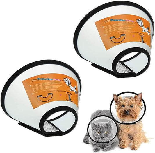 2 Pack Cat Cones to Stop Licking, Cat E Collar Pet Cone for Cats After Surgery, Pet Elizabethan Collar Dog Head Cone Recovery Cone for Most Cats & Small Dogs (Size L, 5#)