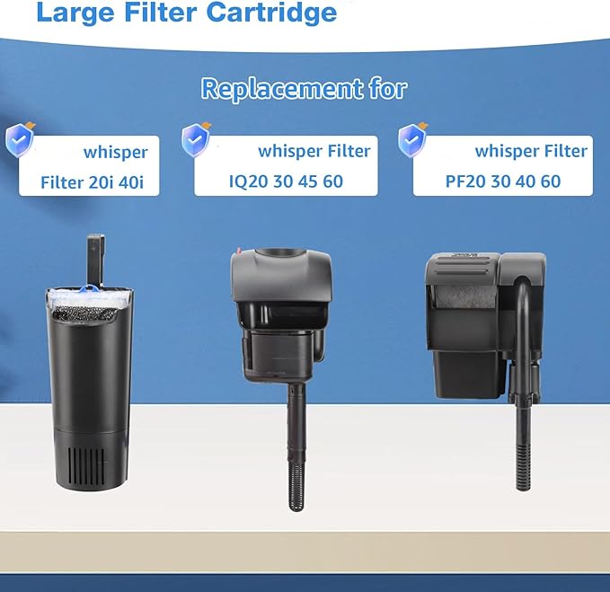 9 Count Assembled Large Filter Cartridges Compatible with Tetra Whisper Bio-Bag Filters 20i 40i IQ20/30/45/60 PF20/30/40/60, Large Replacement Filter Cartridges for Whisper Filters & Aquariums