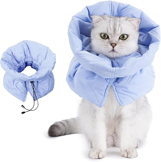 Adjustable Cat Recovery Cone Collar, Lightweight Soft Cat E-Collar Alternative After Spay, Waterproof Comfy Collars to Stop Licking Wound After Surgery, Protective Cone for Kittens/Puppies