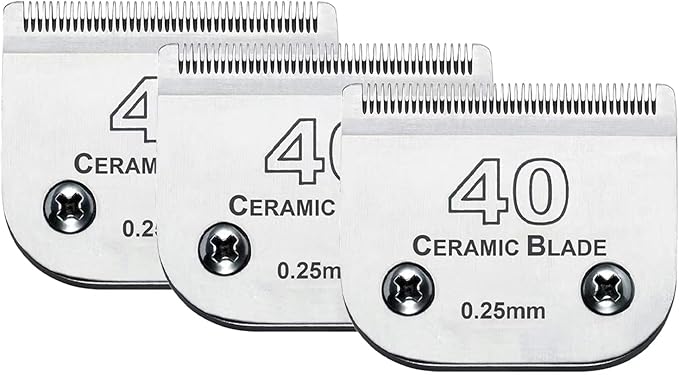 3PCS 40 Blades Dog Grooming Replacement Blades Compatible with Andis Dog Clipper,Ceramic Blade & Stainless Steel Blade