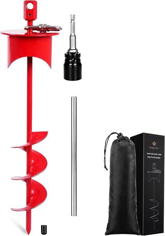 Snagle Paw Dog Tie Out Stake with Lock-Cap Prevents Pulling Out - Heavy Duty 360°Swivel Dog Stake for Outside,Yard, Beach & Camping - Rust Proof Ground Anchor for Dog Cable,Leash,Tether,up to 220 lbs