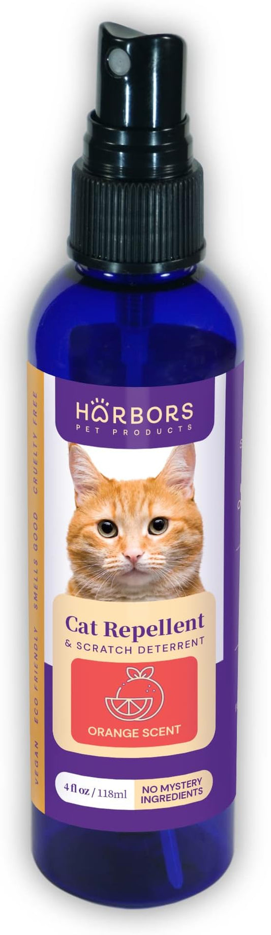 Harbors Cat Scratch and Chewing Deterrent Spray - 4 oz / 118 ml | Formulated with Essential Oils | 100% Satisfied or Return (Orange)
