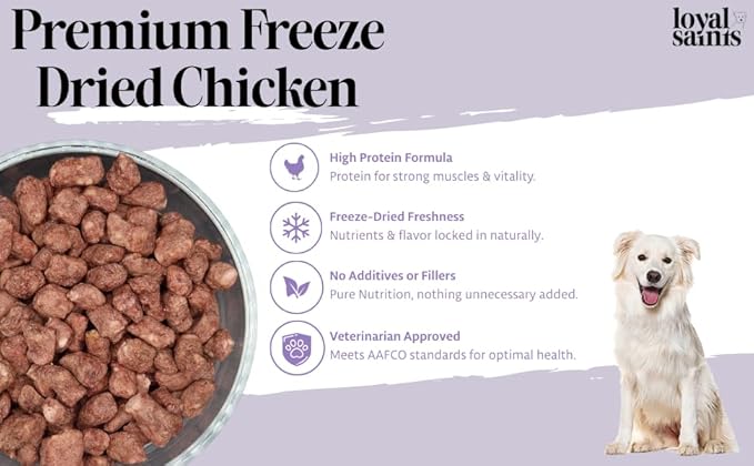 Freeze Dried Raw Dog Food - Premium Chicken Flavor with High Protein & Grain Free Dog Food for Small or Large Breeds and Picky Eaters - Versatile as Meal Topper, Pet Snack & Treats, 14 Oz