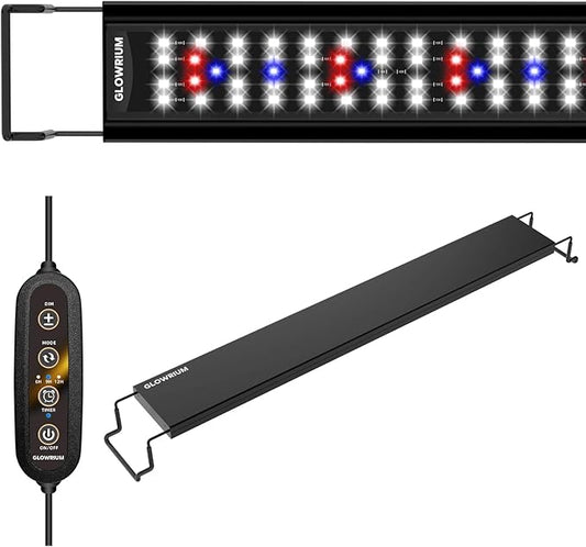 GLOWRIUM Aquarium Light, LED Full Spectrum Freshwater Fish Tank, infinitely dimmable, Fish Tank Light with auto-on/Off Timer (30-35 in)