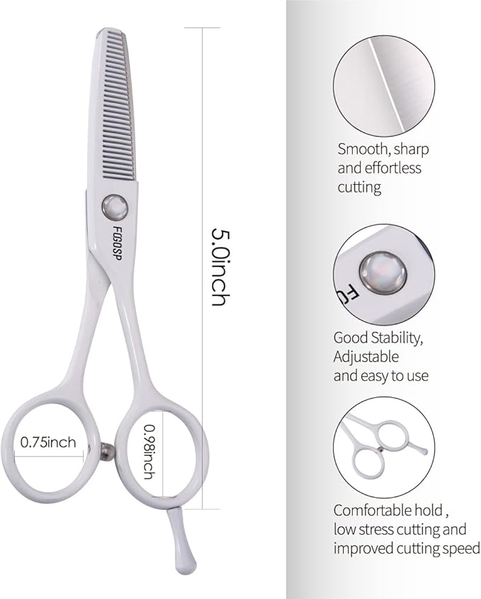 5 in Thinning Shears for Dogs Grooming Face for Small Dogs Eyes Face Paw Professional Small Cat Grooming Scissors(5" Blender,White)