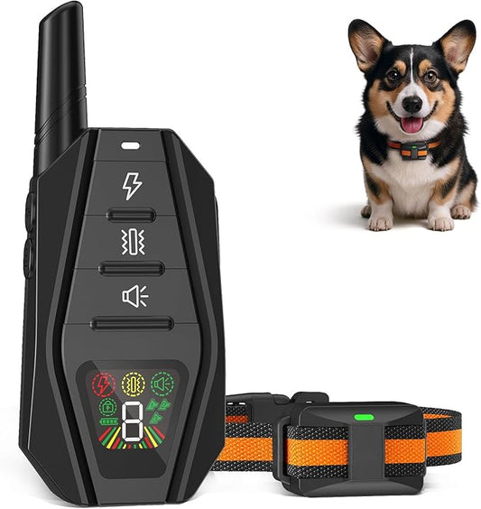 Small Dog Shock Collar for Small Dogs 5-15lbs, Ultra-Dog Training Collar with 3300Ft Remote Range,3 Training Mode Beep,Vibration,Shock, Waterproof Bark Collar (Black-Orange)