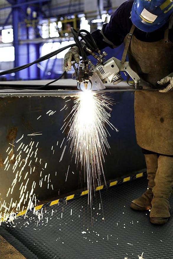 American Floor Mats Hog Heaven Premium 7/8" Black & Black Border 5' x 6' Nitrile Backed Anti-Fatigue Comfort Mat