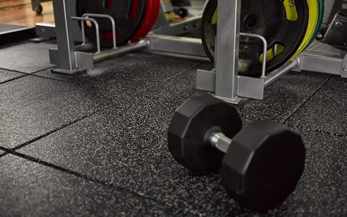 American Floor Mats - Extreme Rubber Gym Tiles - 1 Inch Thick Colorful Rubber Gym Tiles - Superior Shock and Sound Absorbing Tiles - 95% Light Greys 50 Tile Pack (Covers 200 Sq Ft)