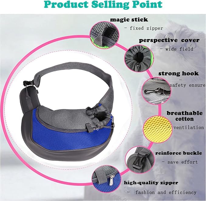 Pet Dog Sling Carrier, Breathable Mesh Portable Travel Safe Pet Sling Shoulder Bag Carrier with Adjustable Non-Slip Shoulder Strap for Small Dogs Cats Puppy