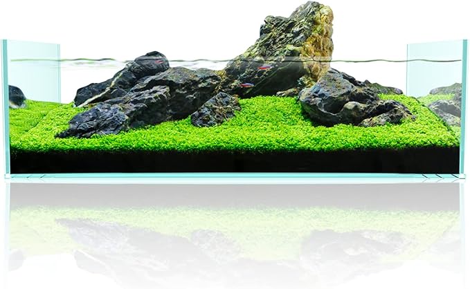 Fzone 9Gal Sharrow Rimless Low Iron Fish Tank Nova Clear Ultra-White 45° Mitered Edges Translucent Glass Anata Series Aquarium w/Black Foam Leveling Mat