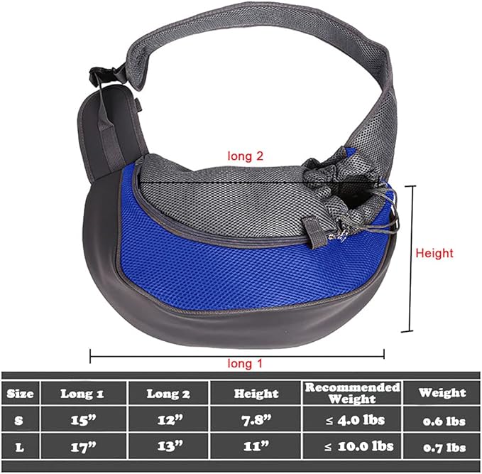 Pet Dog Sling Carrier, Breathable Mesh Portable Travel Safe Pet Sling Shoulder Bag Carrier with Adjustable Non-Slip Shoulder Strap for Small Dogs Cats Puppy