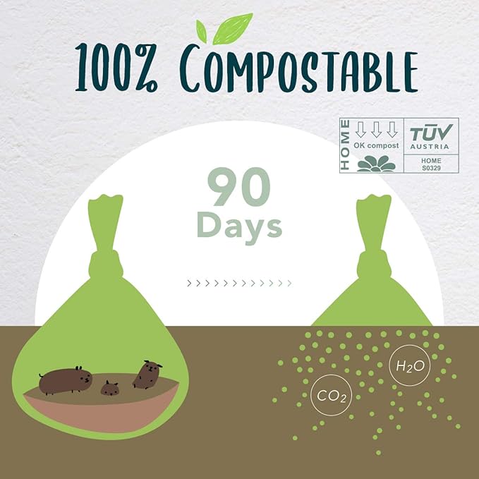 60 Count Compostable Dog Poop Bags, Extra Thick, Leak Proof, Unscented, Eco-Friendly, 9 x 13 Inches