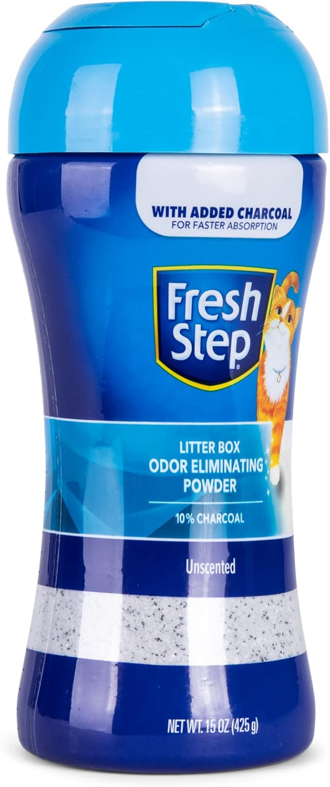 Fresh Step Litter Box Charcoal Odor Eliminating Powder, 15 Ounces Sifting/Pour Cap Unscented | Cat Litter Box Deodorizer Powder | Combats Cat Odors and Neutralizes Smells to Keep Your Home Clean