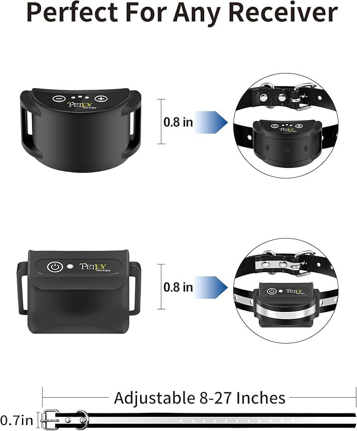 PetJoy E Collar Replacement Strap, 8-27 Inches Adjustable Dog Collar for Small to Large Dogs (2-Pack)