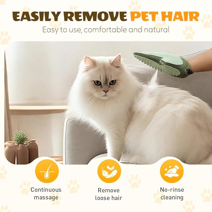 All-in-One Grooming Mist Glove for Pets, Upgrade Efficient Pet Hair Remover Gloves Grooming Spray Comb, Gentle Deshedding Efficient for Dogs & Cats (Pink)