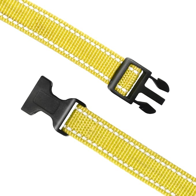PetJoy Shock Collar Replacement Collar Strap, Reflective Dog Collar, Strong, Durable & Adjustable Dog Collar, 2 Piece Collar for Dogs (Pink & Yellow)