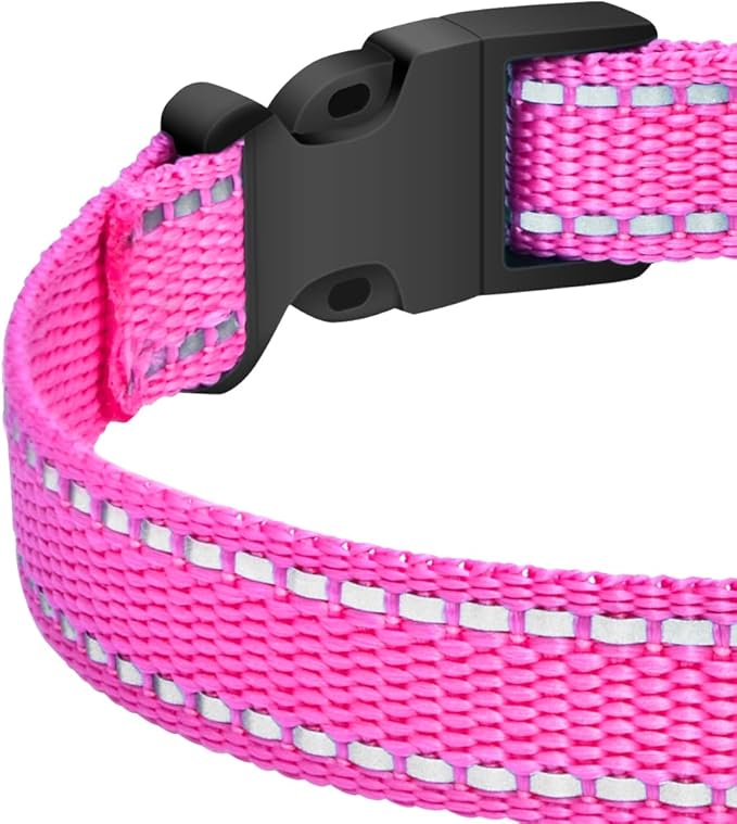 PetJoy Shock Collar Replacement Collar Strap, Reflective Dog Collar, Strong, Durable & Adjustable Dog Collar, 2 Piece Collar for Dogs (Pink & Yellow)