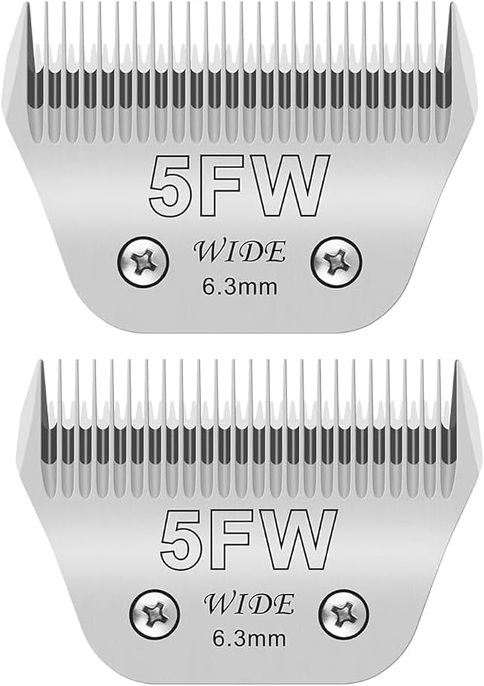 2PCS 5FW Wide Blades for Dog Grooming Blades Compatible with Andis,Oster A5,Wahl km10 Dog Clippers,Size-#5FW, 1/4-Inch Cut Length (6.3mm)(2pcs #5FW)