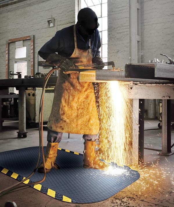 American Floor Mats Hog Heaven Premium 7/8" Black & Black Border 4' x 10' Nitrile Backed Anti-Fatigue Comfort Mat