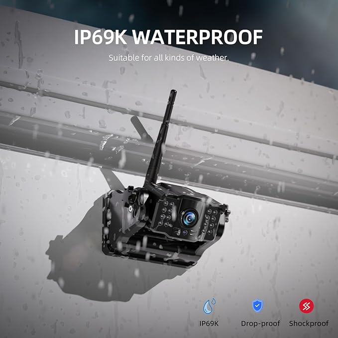 eRapta Magnetic Wireless Backup Camera Kit with HD1080P 7” DVR Monitor, Dual RV/Trailer/Truck/Tractor Cameras Wireless System, No Wiring, 9600mAh Rechargeable Battery, IR Night Vision-ACT702