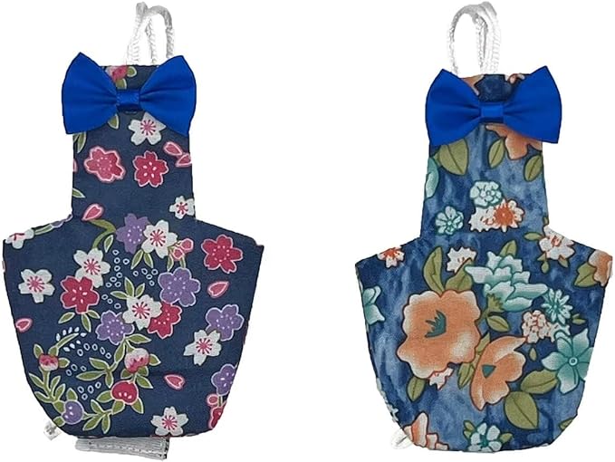 2 PCS Floral Parrot Diapers Bird Flight Suit Diaper Blue&Green Reusable Inner Layer Parrot for Parakeet Parrot Mini Macaw, Medium