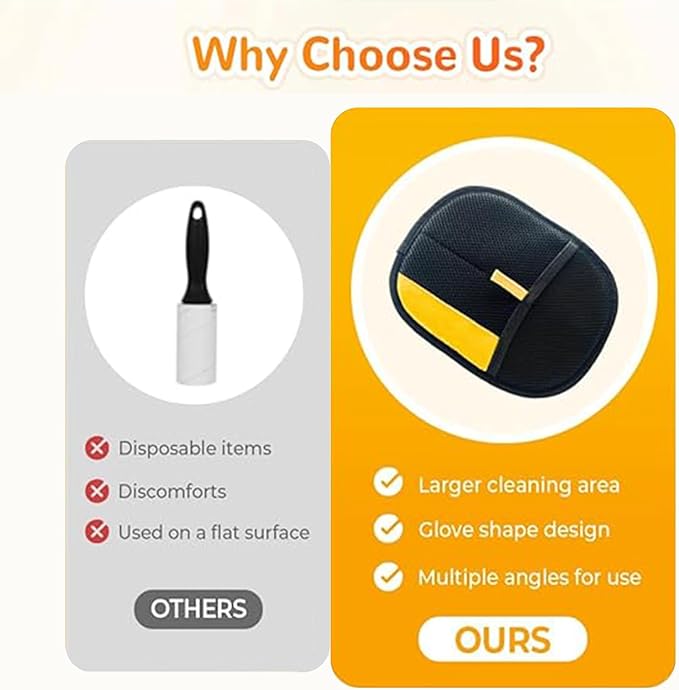 2PC Pet Hair Removal Glove,2025 New Reusable Pet Hair Removal Tool, Suitable for Bed Sheets, Sofas, Clothes, Carpets, Car Seats, and Static Gloves for Dogs and Cats