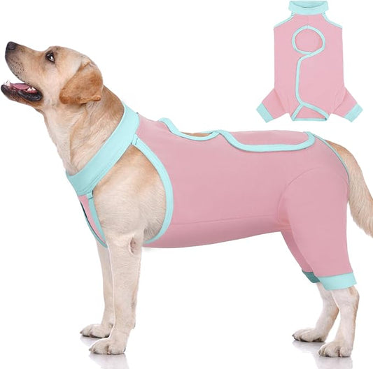 ROZKITCH Dog Surgery Leg Sleeve Rear Legs, Male Female Pet Prevent Licking Wound Elbow Knee Protector, Dog Recovery Suit Cone Collar Alternative Pants Shirt for Wound Heal Wrap Pink L