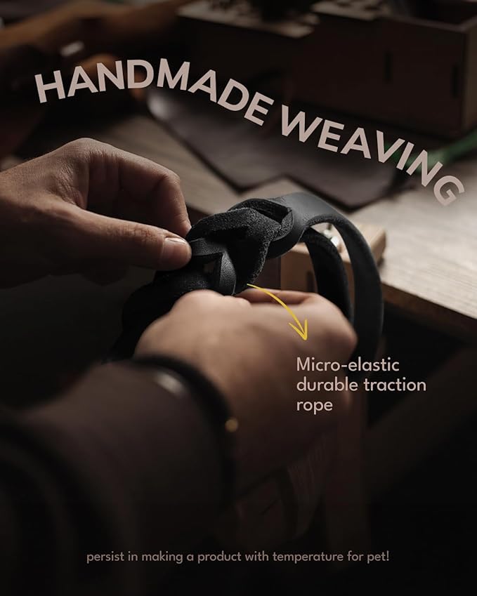 FAIRWIN Leather Dog Leash 6 Foot - Braided Military Grade Heavy Duty Dog Leash for Large Medium Small Dogs Training and Walking (Black, S:1/2" x 6ft)