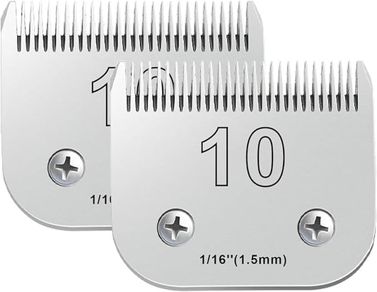 2PCS 10 Blades Dog Grooming Blades Compatible with Andis Dog Clippers,Dog Clipper Blades Compatible with Oster A5,Wahl km10 Dog Clippers for Animal Dog Cat Horse,Stainless-Steel Blade Sharp