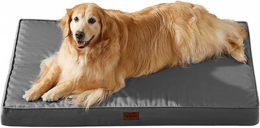 BFPETHOME Outdoor Dog Bed for Large Dogs, Waterproof, Orthopedic with Removable Washable Cover, Egg Crate Foam Mat. (30 x 20in, Dark Grey)