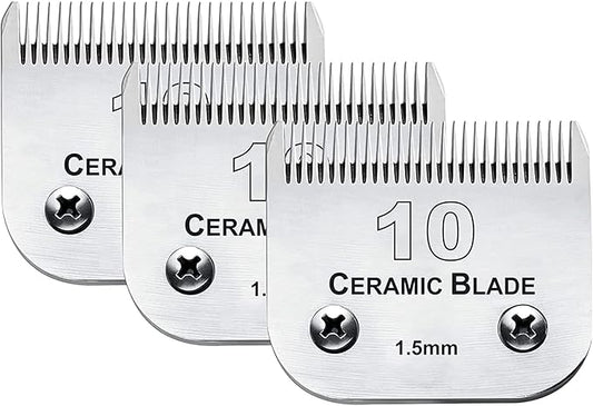 3 Pack 10 Blade Dog Grooming Blades Compatible with Andis Clippers/Oster A5/Wahl KM,Detachable Stainless Steel Blade,Size-10, 1/16-Inch Cut Length