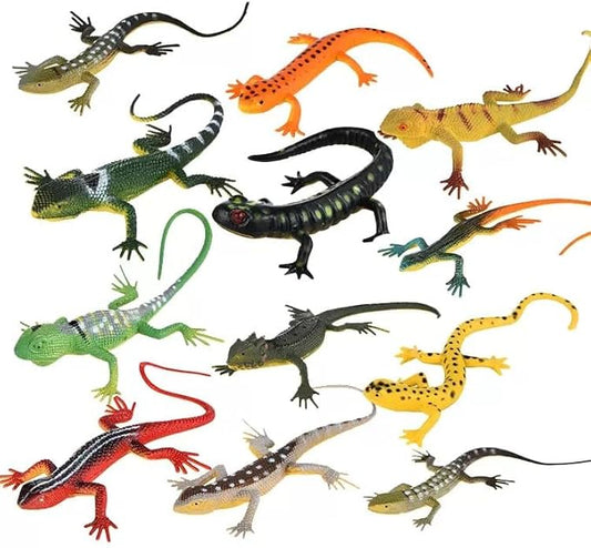 12PCS Mini Lizard Figurines Set – Small Realistic Reptile Toys, Soft Plastic Animal Models for Kids Learning, Party Favors, Diorama Decorations, and Collectors