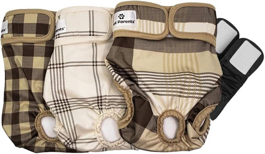 Pet Parents® Washable Dog Diapers (3pack) + Extendrs® of Durable Doggie Diapers, Premium Dog Diapers Female & Male (X-Small, Oxford)