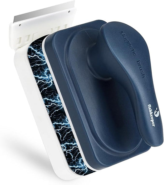 fishkeeper Aquarium Strong Magnetic Glass Cleaner Brush, Fish Tank Algae Magnet Cleaning Tool with 2 Detachable Scrapers, Mag Float Scrubber for 0.25-0.625Inch Glass and Acrylic Tanks