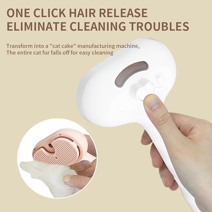 3-in-1 Steam Brush for Cats - Self Cleaning Cat Brush with Anti-Static & Shedding Control, Rechargeable Pet Grooming Tool for Long/Short Hair Cats & Dogs(Pink)