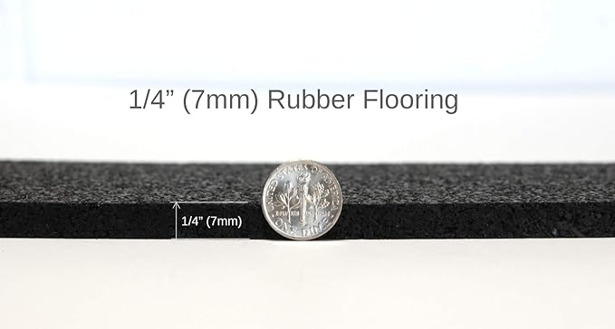 American Floor Mats 1/4in (7mm) Thick Solid Black 4' x 5' Heavy Duty Rubber Rolls, Protective Exercise Mats, Home Gym Rubber Flooring