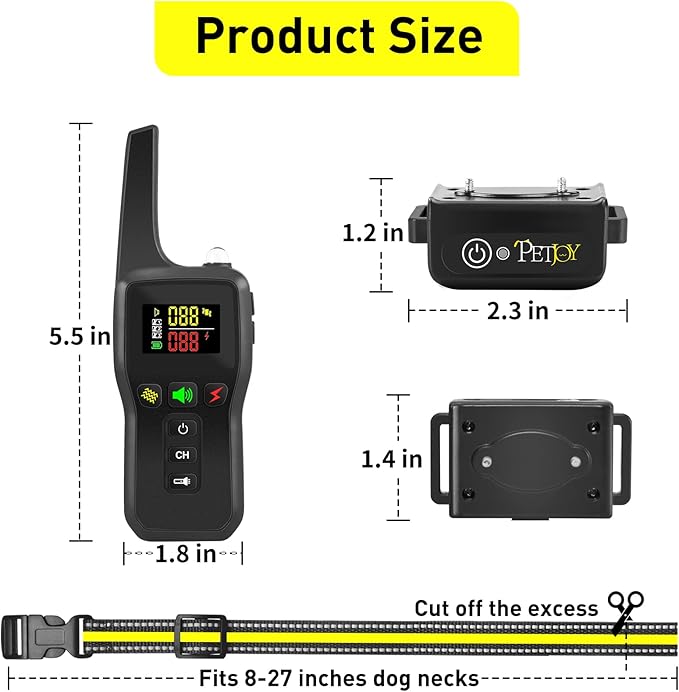 PetJoy Automatic Bark Collar for Dogs - Shock Collar with Remote and Auto Modes, Bark Training Combo - Level 1-5, 3300 Ft Range