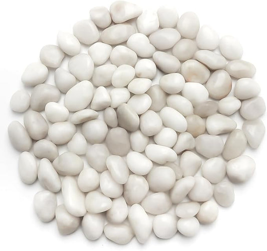 5 Lbs River Rocks for Plants,0.4-1.2 Inch Decorative Ornamental Pebbels, High Polished Stones for Garden Landscaping, Smooth Gravel Filler for Outdoor Plants, Succulents, Fish Tank and Vases, White