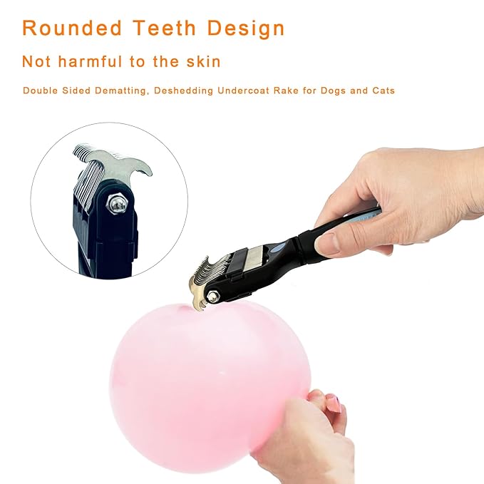 3-in-1 Pet Grooming Brush for Dogs & Cats – Double Sided Deshedding Tool with Stainless Steel Teeth, Detangler Comb & Undercoat Rake | Ergonomic Handle for Matted Fur Removal, Safe for Long/Short Hair