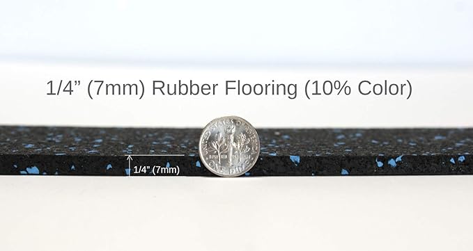 American Floor Mats 1/4in (7mm) Thick 10% Green 4' x 25' Heavy Duty Rubber Rolls, Protective Exercise Mats, Home Gym Rubber Flooring