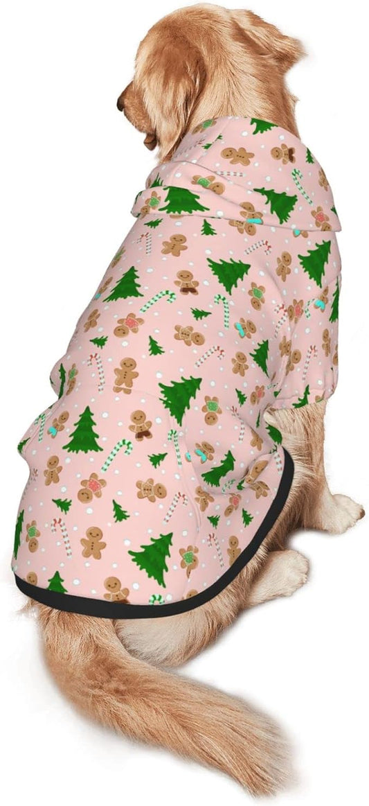 Christmas Gingerbread Men Hoodie,Christmas Cosplay Dog Clothes with Pocket and Hat Winter Clothes Sweaters Xx-Large